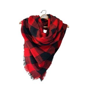Eclipse Red and Black Plaid Blanket Scarf